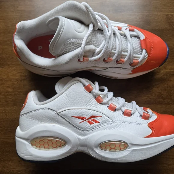 Reebok Allen Iverson Question Mid Sneakers White Orange Navy Men’s 7 / Women’s 8 - Picture 2 of 7